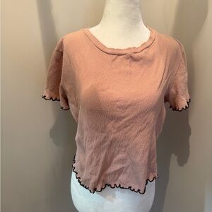 Elegant Pink Crop Top with Black Trim